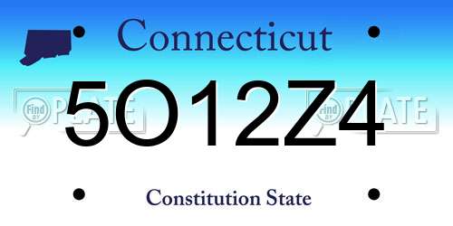5O12Z4 Connecticut License Plate