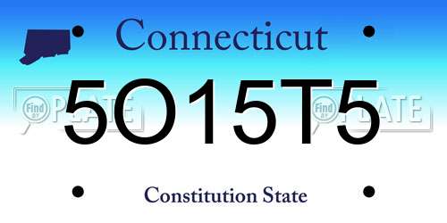 5O15T5 Connecticut License Plate