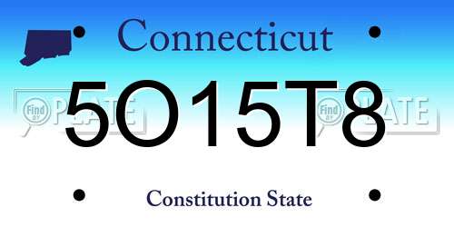 5O15T8 Connecticut License Plate