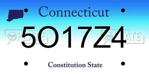 5O17Z4 Connecticut License Plate