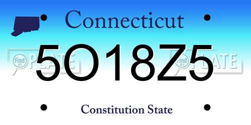 5O18Z5 Connecticut License Plate