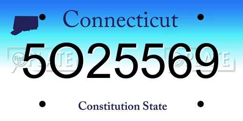 5O25569 Connecticut License Plate