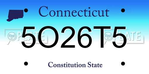 5O26T5 Connecticut License Plate