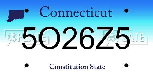 5O26Z5 Connecticut License Plate