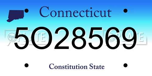 5O28569 Connecticut License Plate