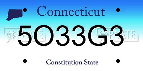 5O33G3 Connecticut License Plate