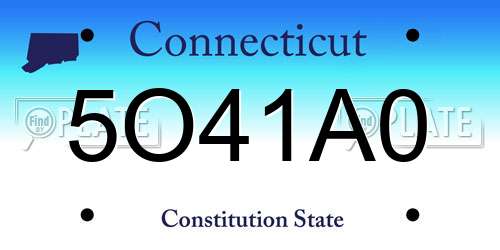 5O41A0 Connecticut License Plate