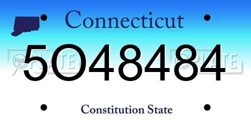 5O48484 Connecticut License Plate
