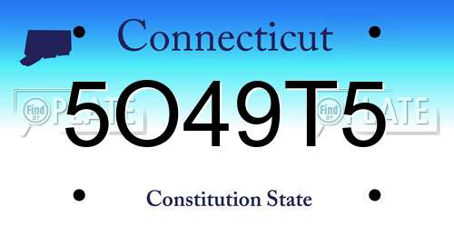 5O49T5 Connecticut License Plate