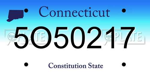 5O50217 Connecticut License Plate