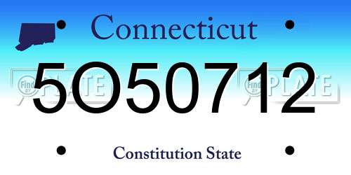 5O50712 Connecticut License Plate