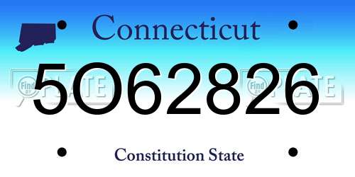 5O62826 Connecticut License Plate