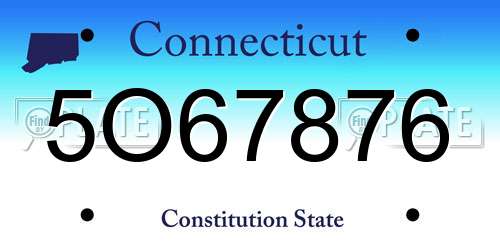 5O67876 Connecticut License Plate