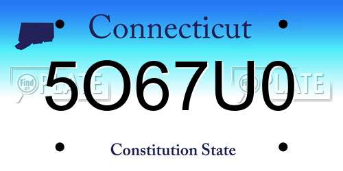 5O67U0 Connecticut License Plate