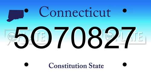 5O70827 Connecticut License Plate