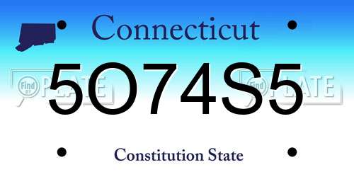 5O74S5 Connecticut License Plate