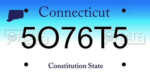 5O76T5 Connecticut License Plate