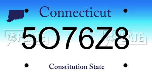5O76Z8 Connecticut License Plate