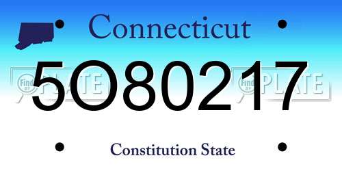 5O80217 Connecticut License Plate