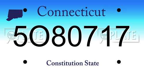 5O80717 Connecticut License Plate