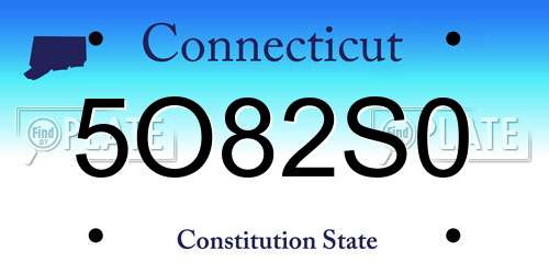 5O82S0 Connecticut License Plate