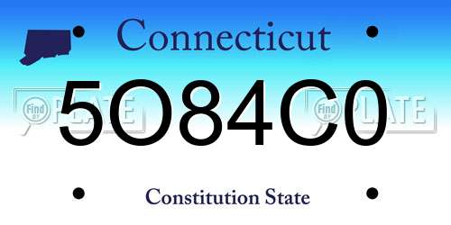 5O84C0 Connecticut License Plate