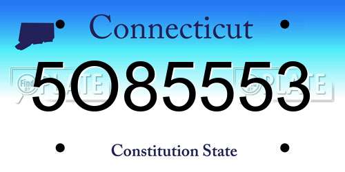 5O85553 Connecticut License Plate
