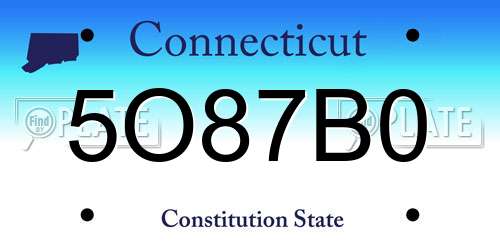 5O87B0 Connecticut License Plate
