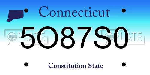 5O87S0 Connecticut License Plate