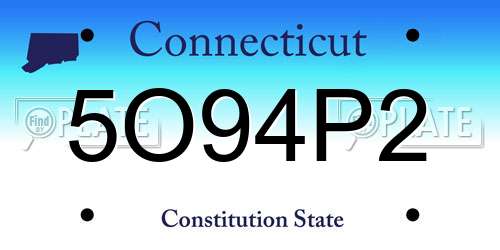 5O94P2 Connecticut License Plate