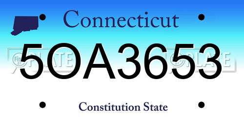 5OA3653 Connecticut License Plate