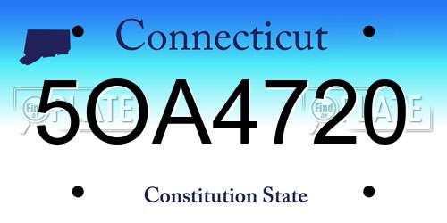 5OA4720 Connecticut License Plate
