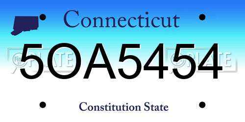 5OA5454 Connecticut License Plate