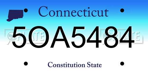 5OA5484 Connecticut License Plate