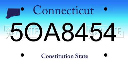 5OA8454 Connecticut License Plate