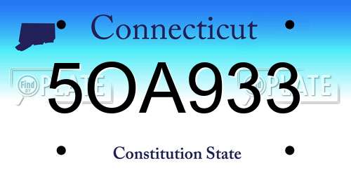 5OA933 Connecticut License Plate