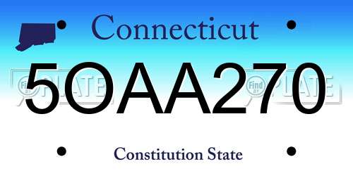 5OAA270 Connecticut License Plate