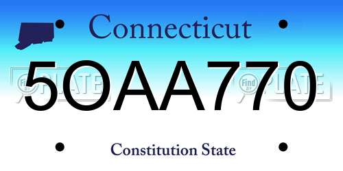 5OAA770 Connecticut License Plate