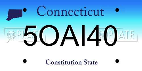 5OAI40 Connecticut License Plate
