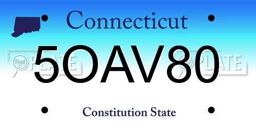 5OAV80 Connecticut License Plate