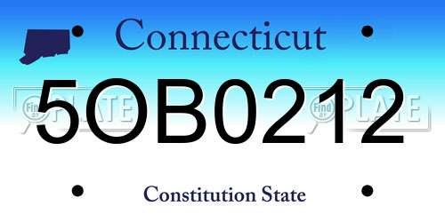 5OB0212 Connecticut License Plate
