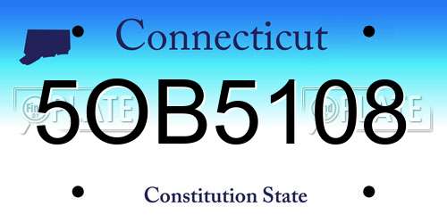 5OB5108 Connecticut License Plate