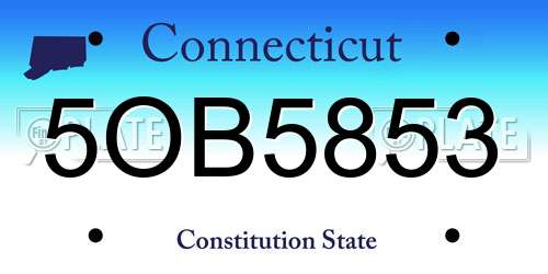 5OB5853 Connecticut License Plate