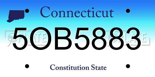 5OB5883 Connecticut License Plate