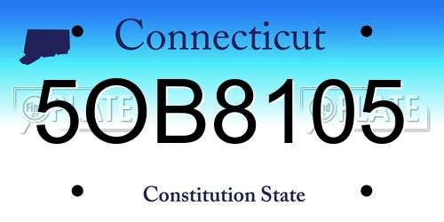 5OB8105 Connecticut License Plate
