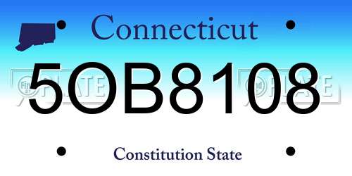 5OB8108 Connecticut License Plate