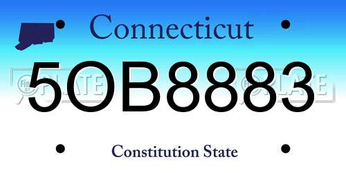 5OB8883 Connecticut License Plate