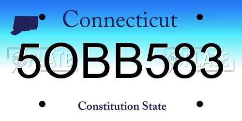 5OBB583 Connecticut License Plate