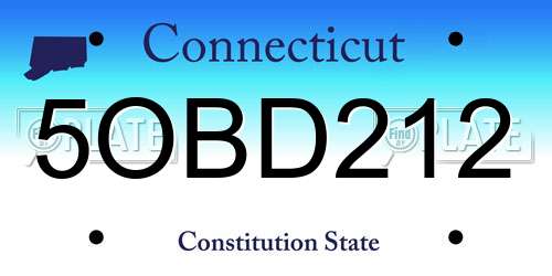 5OBD212 Connecticut License Plate