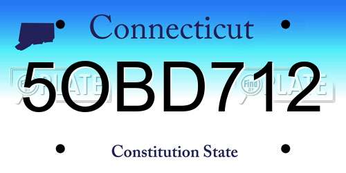 5OBD712 Connecticut License Plate